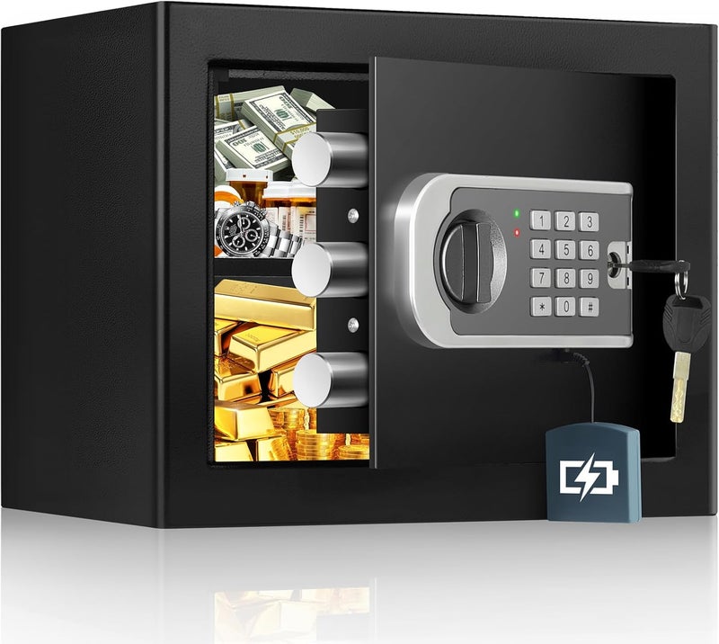 FOWORE Small Safe for Home, Home Safe Box With Programmable Keypad and Removable Shelf, Anti-Theft Digital Safety Box for Money Firearm Medicines Valuables, 13.8"W x 9.8"D x 9.8"H - Image 1